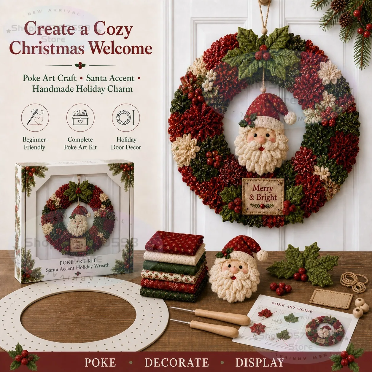 2026 3D Fabric Poke Wreath DIY - Art Craft Kit 评论和价格