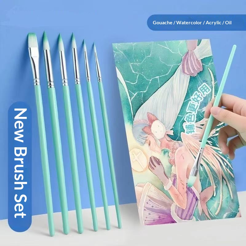 6 Pcs Set Nylon Hair Watercolo - Gouache Paint Set 评论和价格