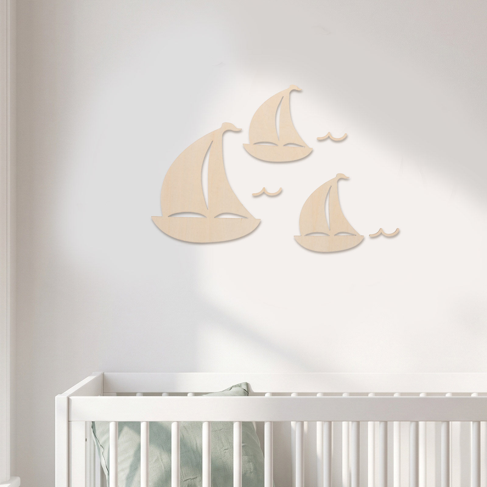 6Pcs Wood Sailboat Cutouts Unf - Art And Craft For Nursery 评论和价格